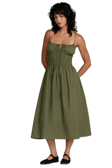 rvca raya midi dress olive