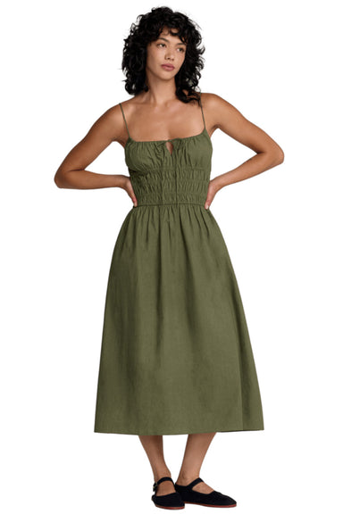 rvca raya midi dress olive front