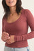 Marine Layer - Lexi Rib Sun-In Scoop Tee - Deep Clay - Detail