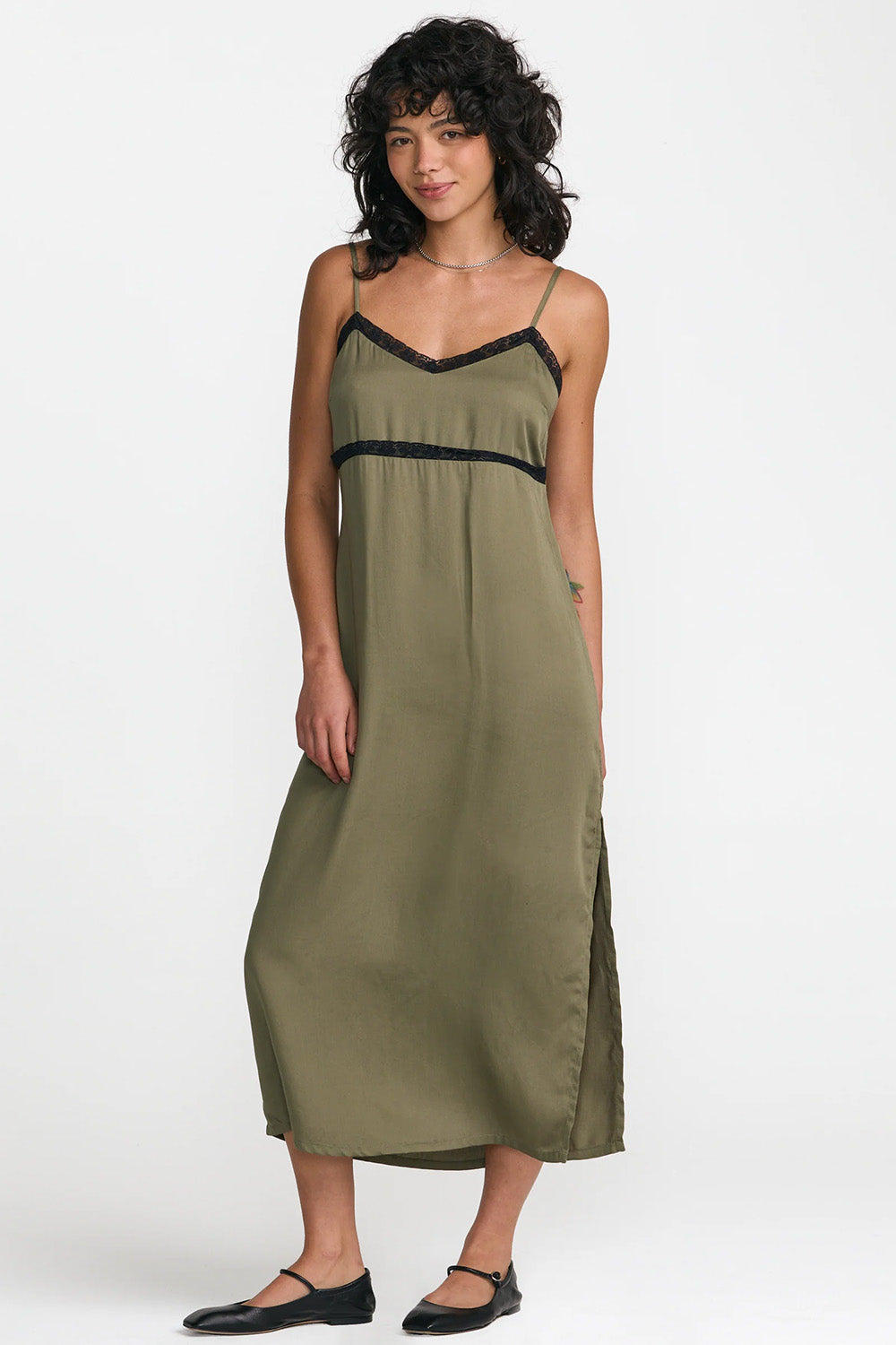 RVCA - Swindon Slip Dress - Olive - Front Alt