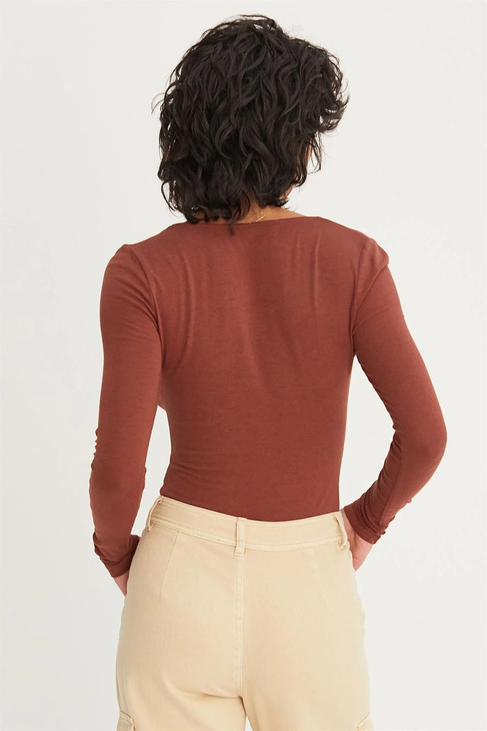 Double Zero - Knitted LS Bodysuit - Chestnut - Back