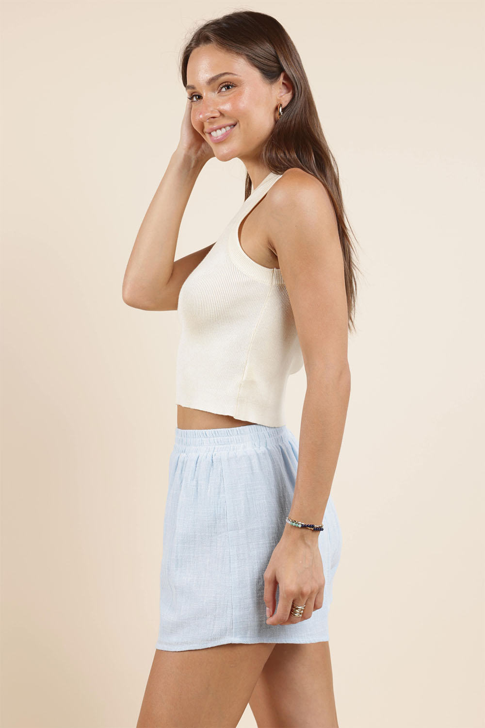 Sadie & Sage - Alexis Knit Sweater Tank - Ivory - Side