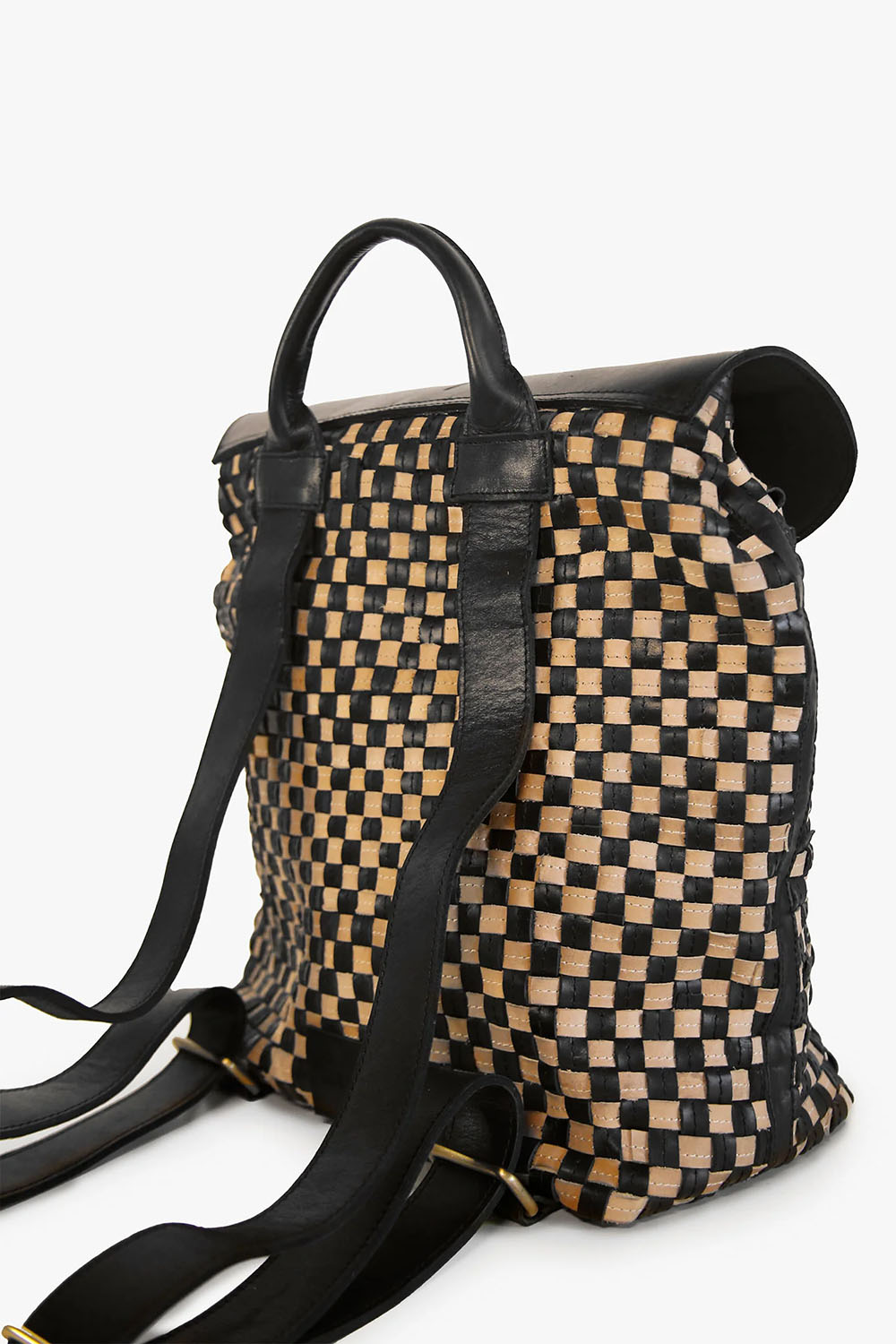 Able - Elsa Basketweave Backpack - Black/Tan - Back