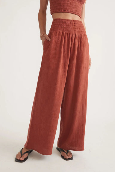 Marine Layer - Sophia Double Cloth Pant - Rust - Front