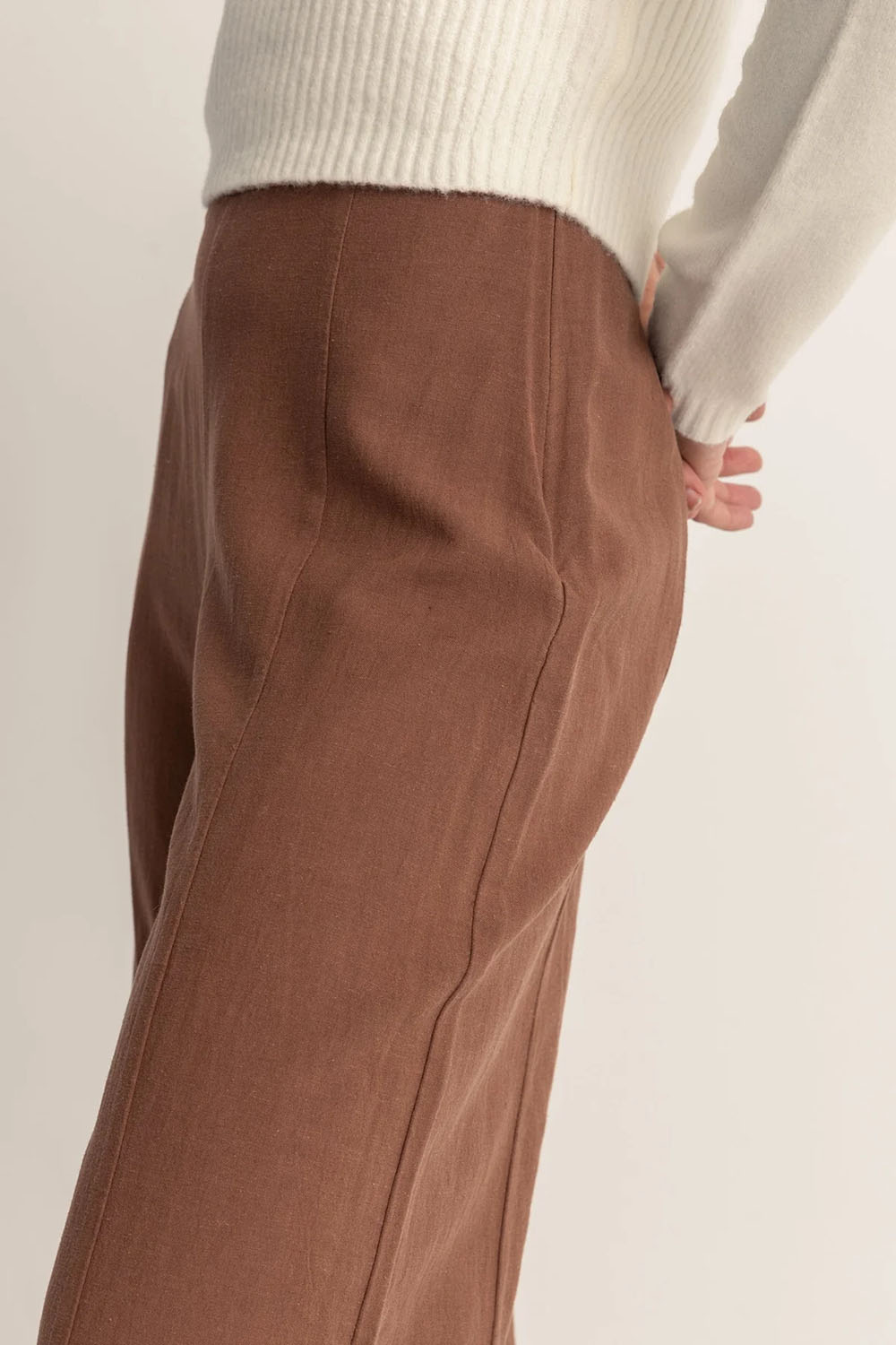 Rhythm - Whitehaven Wide Leg Pant - Brown - Detail
