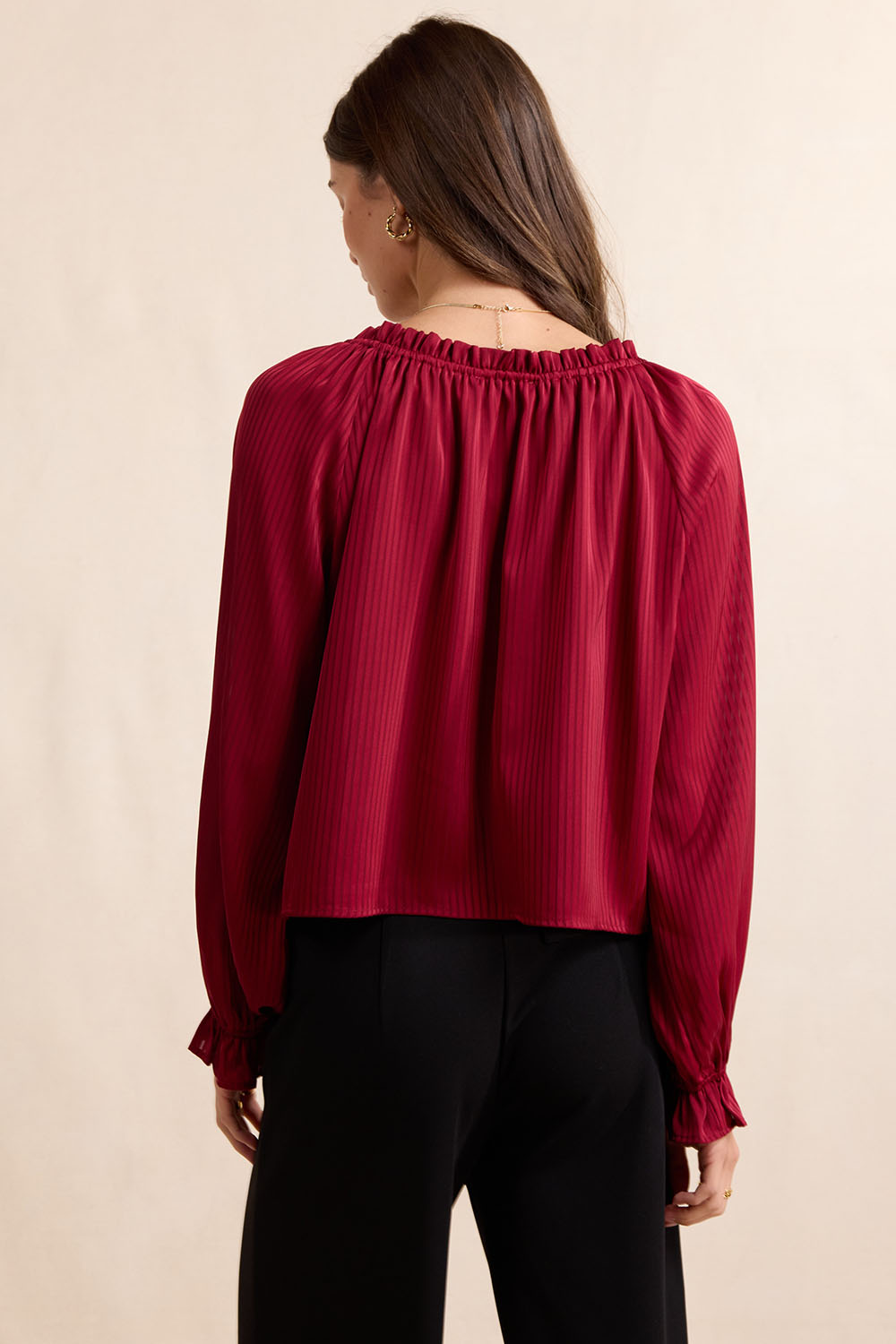 Sadie & Sage Inner Circle Poet Blouse in Red — Back view