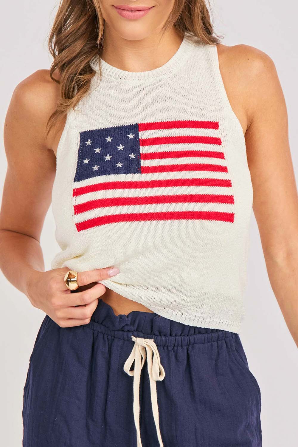 sadie and sage american spirit sweater tank ivory detail