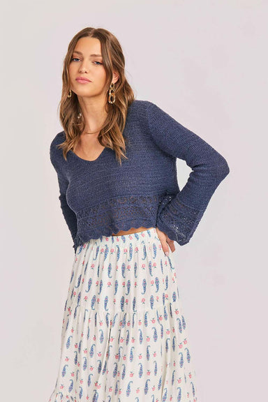 sadie and sage calico pullover navy side