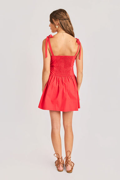 sadie and sage canyon pintuck tie mini red  back