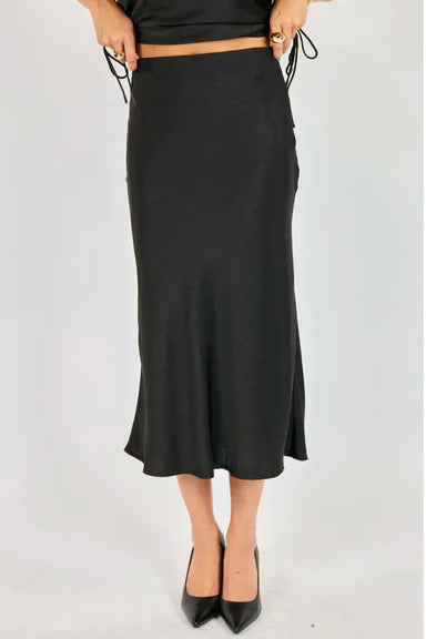 sadie and sage ceremony midi skirt black front