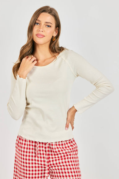 sadie and sage cozy nest long sleeve top cream front