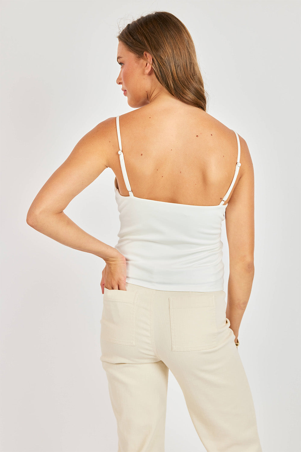 sadie and sage dearly cutout cami ivory back