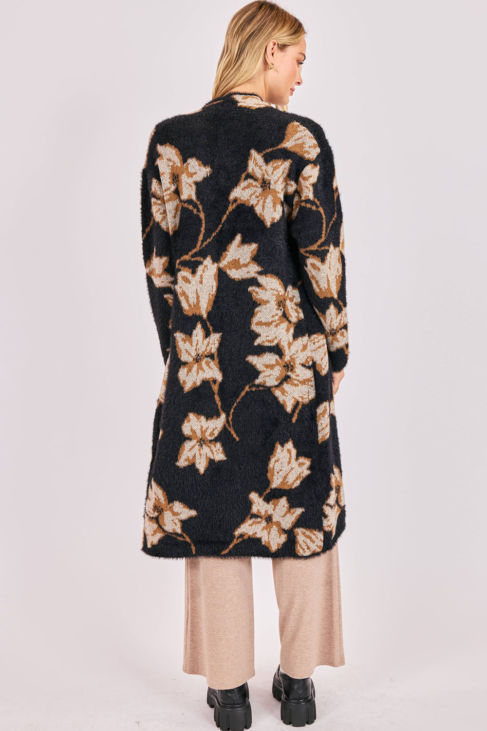 sadie and sage emory floral duster cardi black multi back