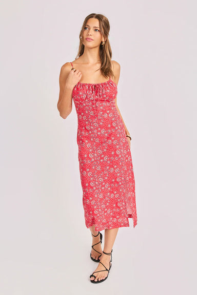 sadie and sage firecracker midi dress red multi