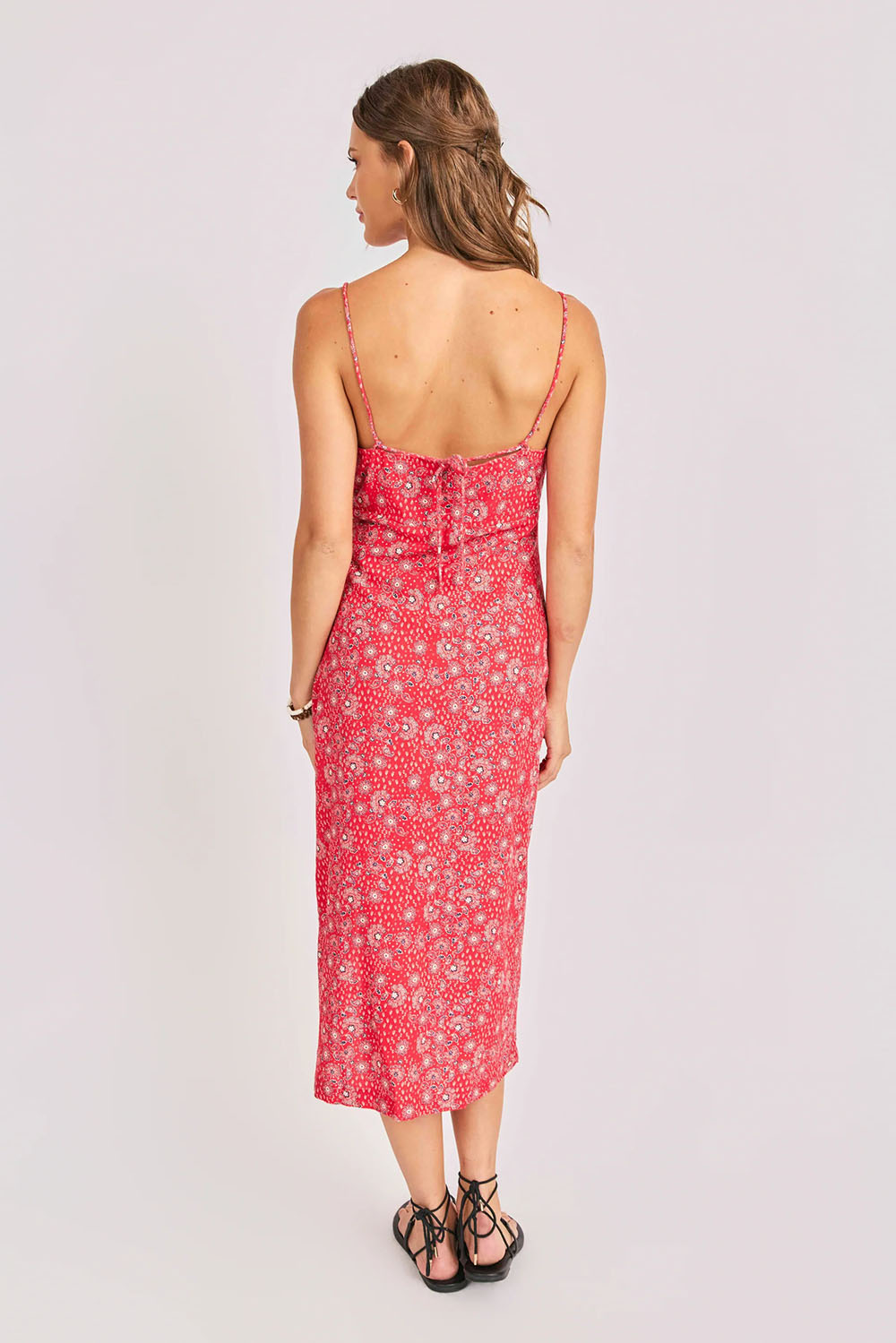 sadie and sage firecracker midi dress red multi back