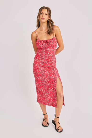 sadie and sage firecracker midi dress red multi front