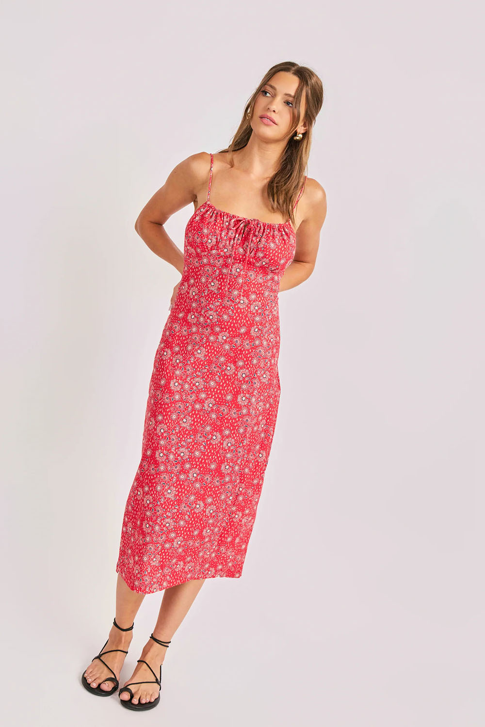 sadie and sage firecracker midi dress red multi profile