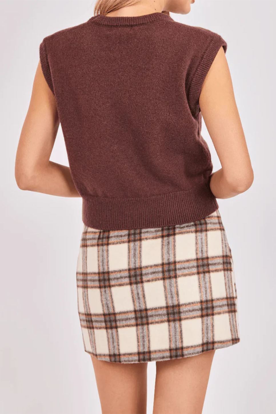 sadie and sage giselle sweater vest brown back