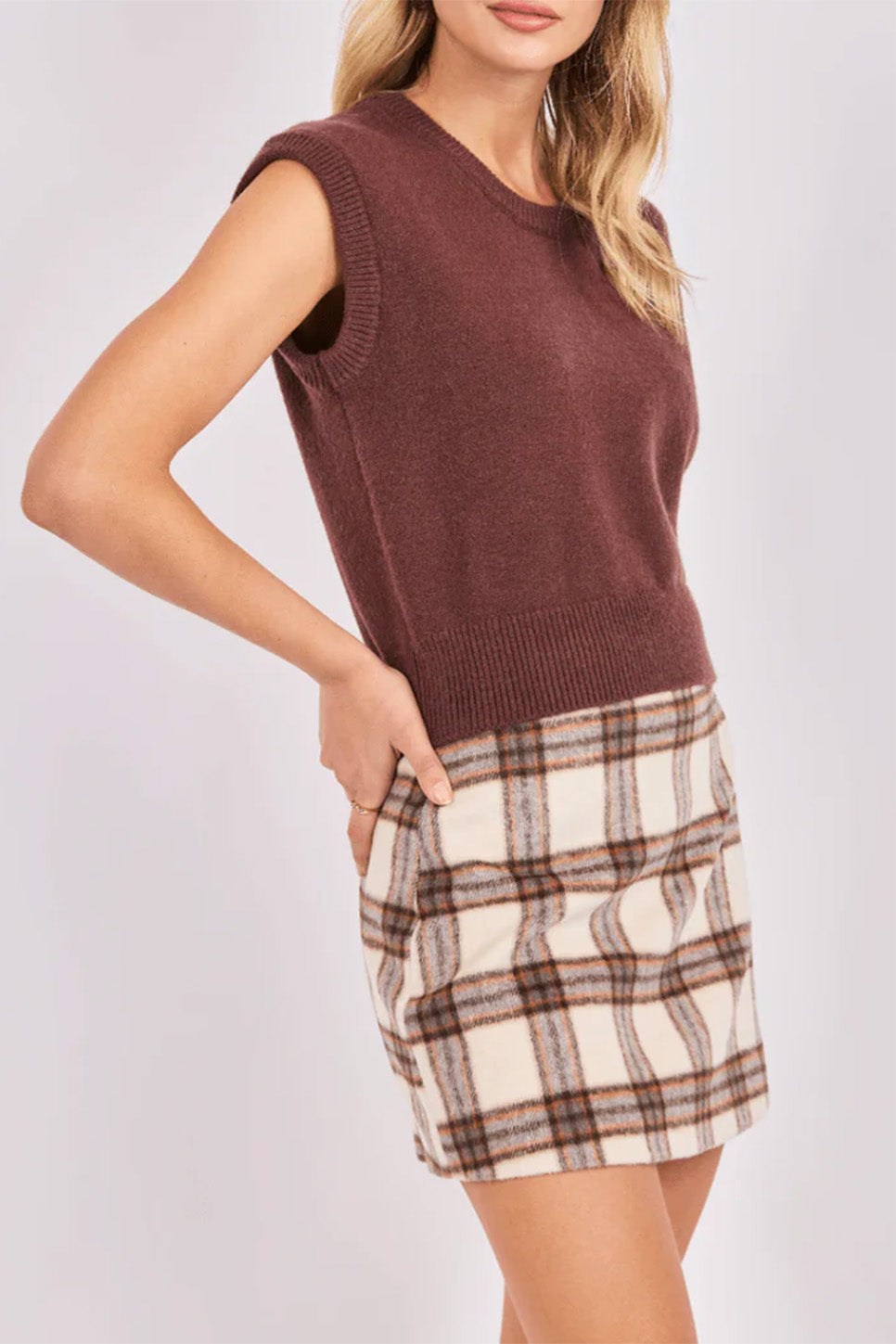 sadie and sage giselle sweater vest brown side