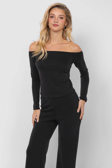 Sadie & Sage - Hustle Off Shoulder Top - Black - Front