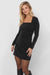Sadie & Sage - Hustle Square Neck Ruched Mini Dress - Black - Side