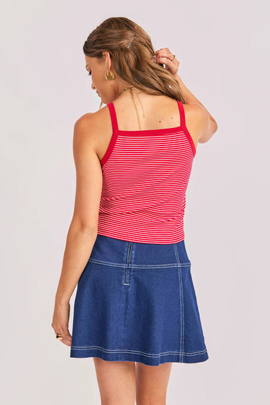 sadie and sage jukebox knit tank red white back