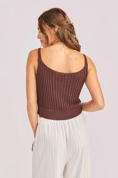 sadie and sage marlow buttoned sweater vest brown back