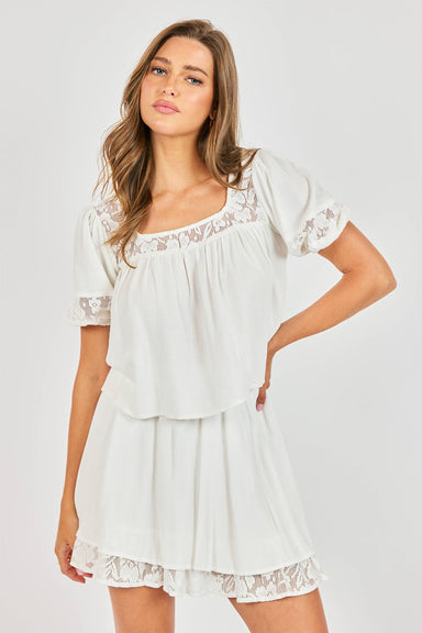 sadie and sage misty lace inset top ivory front