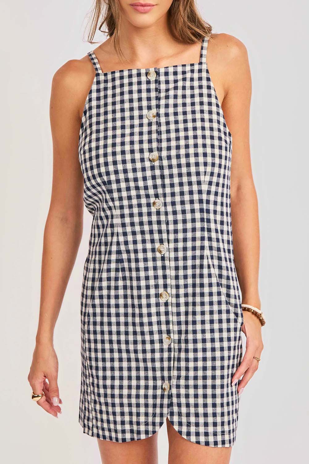 sadie and sage mustang gingham mini navy detail