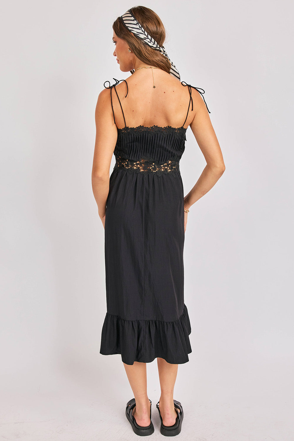 sadie and sage night bloom lace midi black back