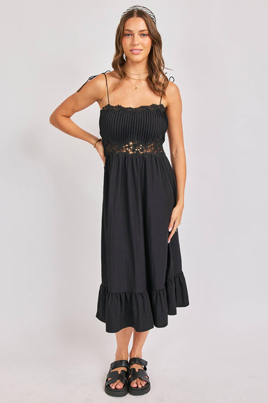 sadie and sage night bloom lace midi black front