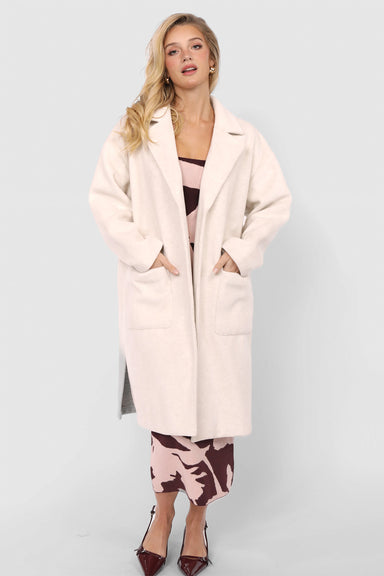 Sadie & Sage - Out of Town Open Front Coat - Ivory - Front