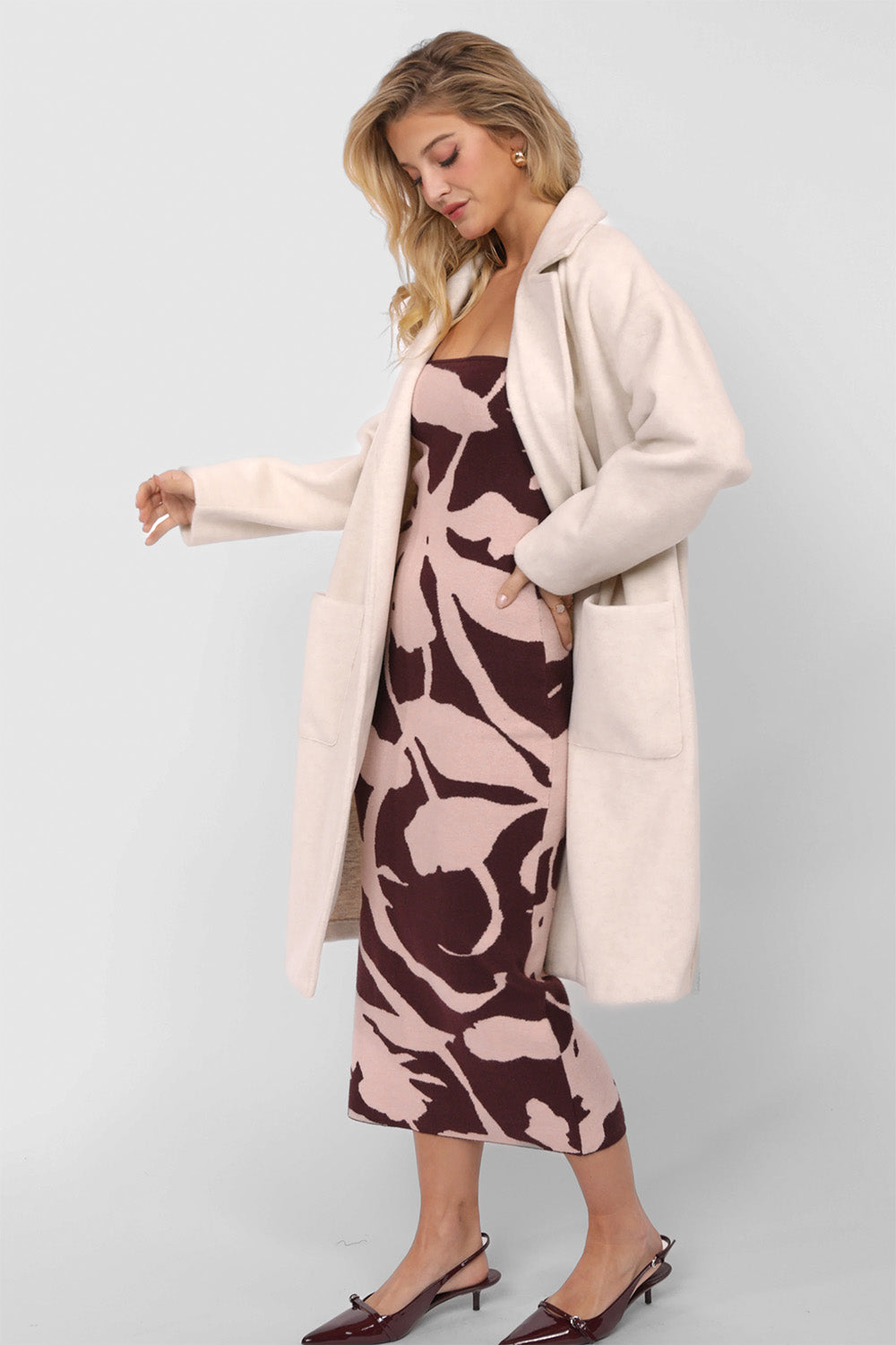 Sadie & Sage - Out of Town Open Front Coat - Ivory - Side