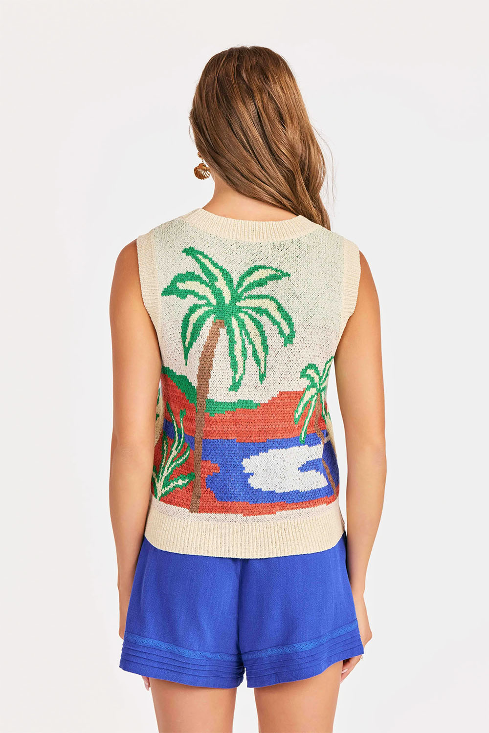 sadie and sage palms sweater vest multi  back
