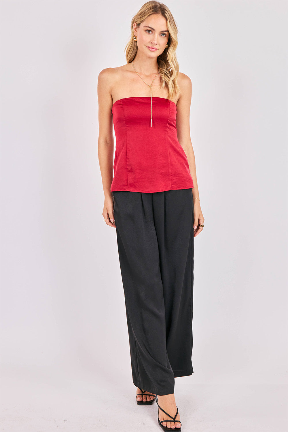 Sadie & Sage - Romy Satin Tube Top - Red