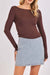 sadie and sage ronan boat neck knit top dark brown front