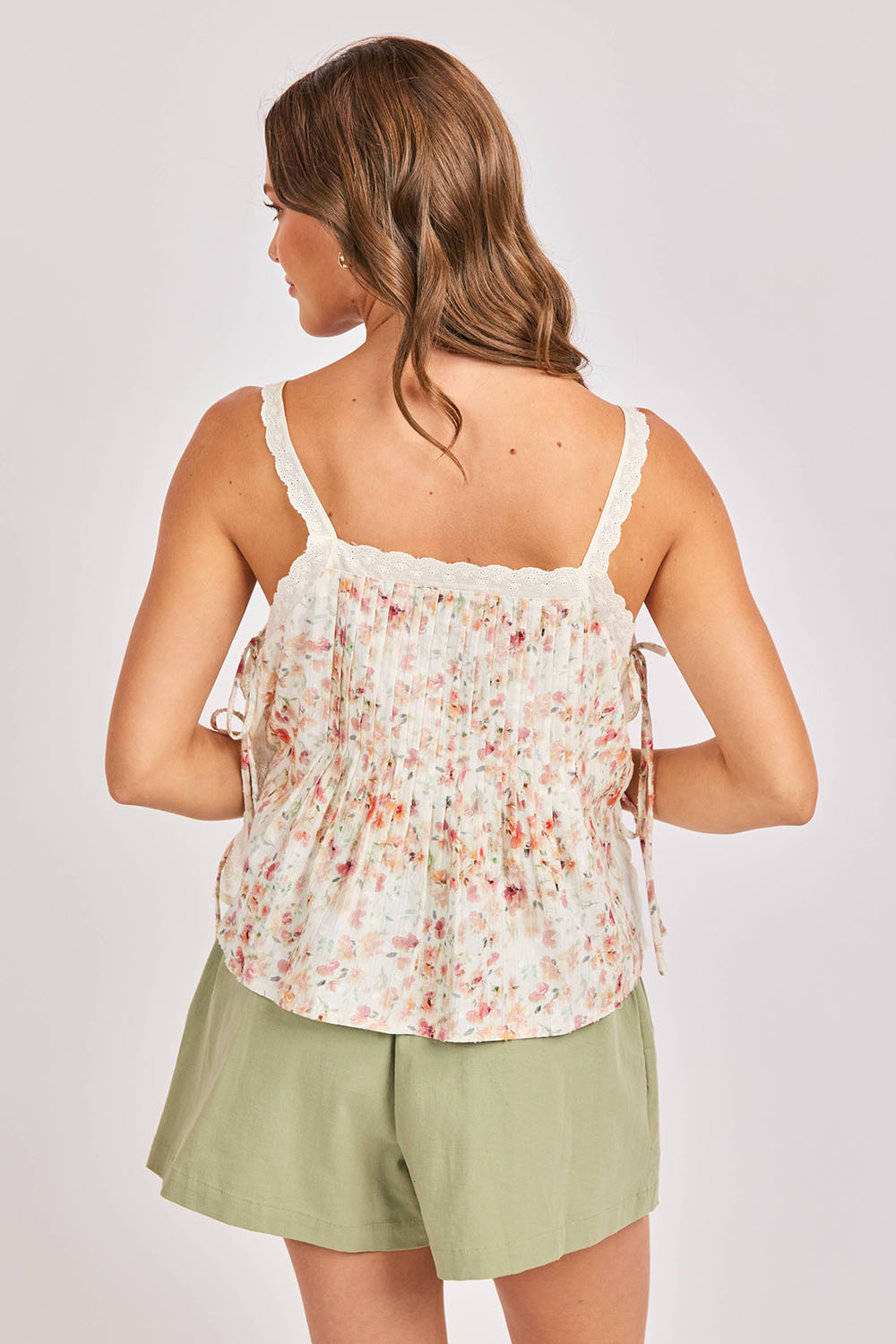 sadie and sage rosita lace trim top cream multi back