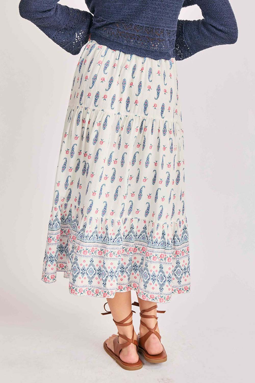 sadie and sage sagebrush maxi skirt cream multi back