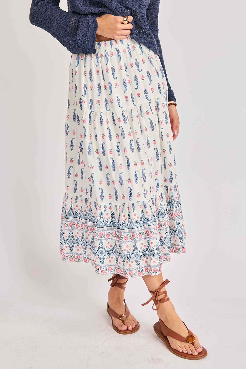 sadie and sage sagebrush maxi skirt cream multi profile