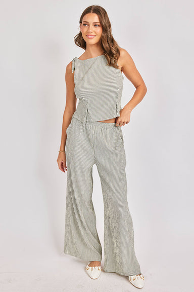 sadie and sage see me stripe pant black cream