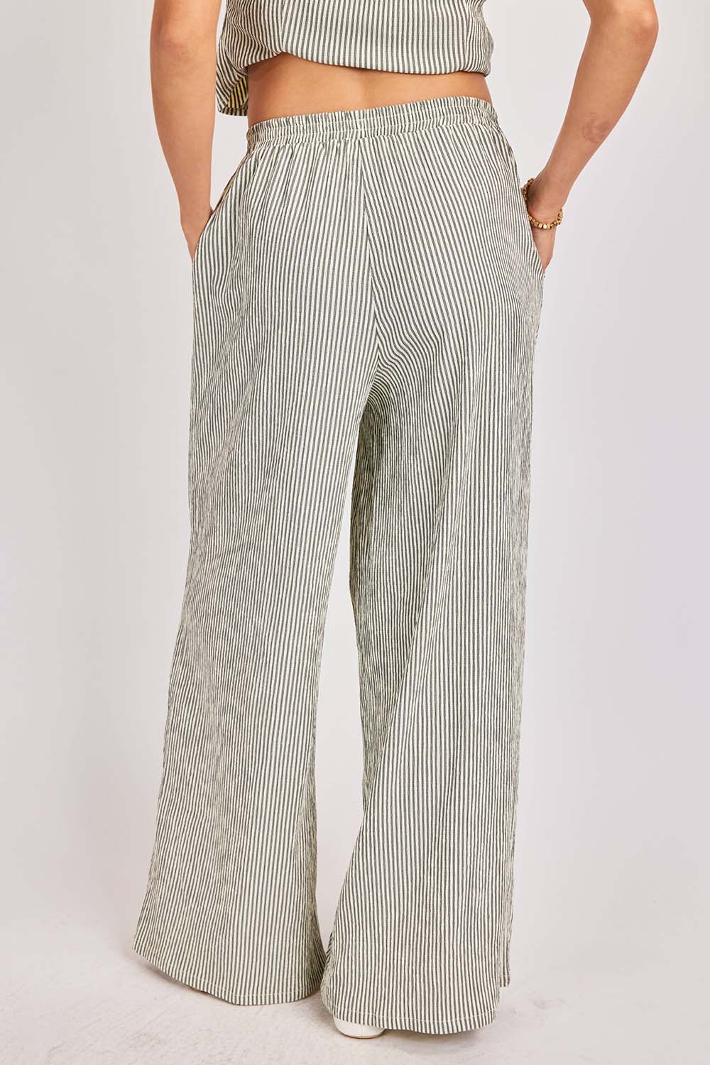 sadie and sage see me stripe pant black cream back