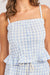 sadie and sage starlet gingham top sky blue detail