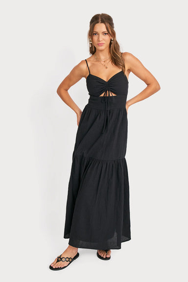 sadie and sage terra ruched maxi dress black