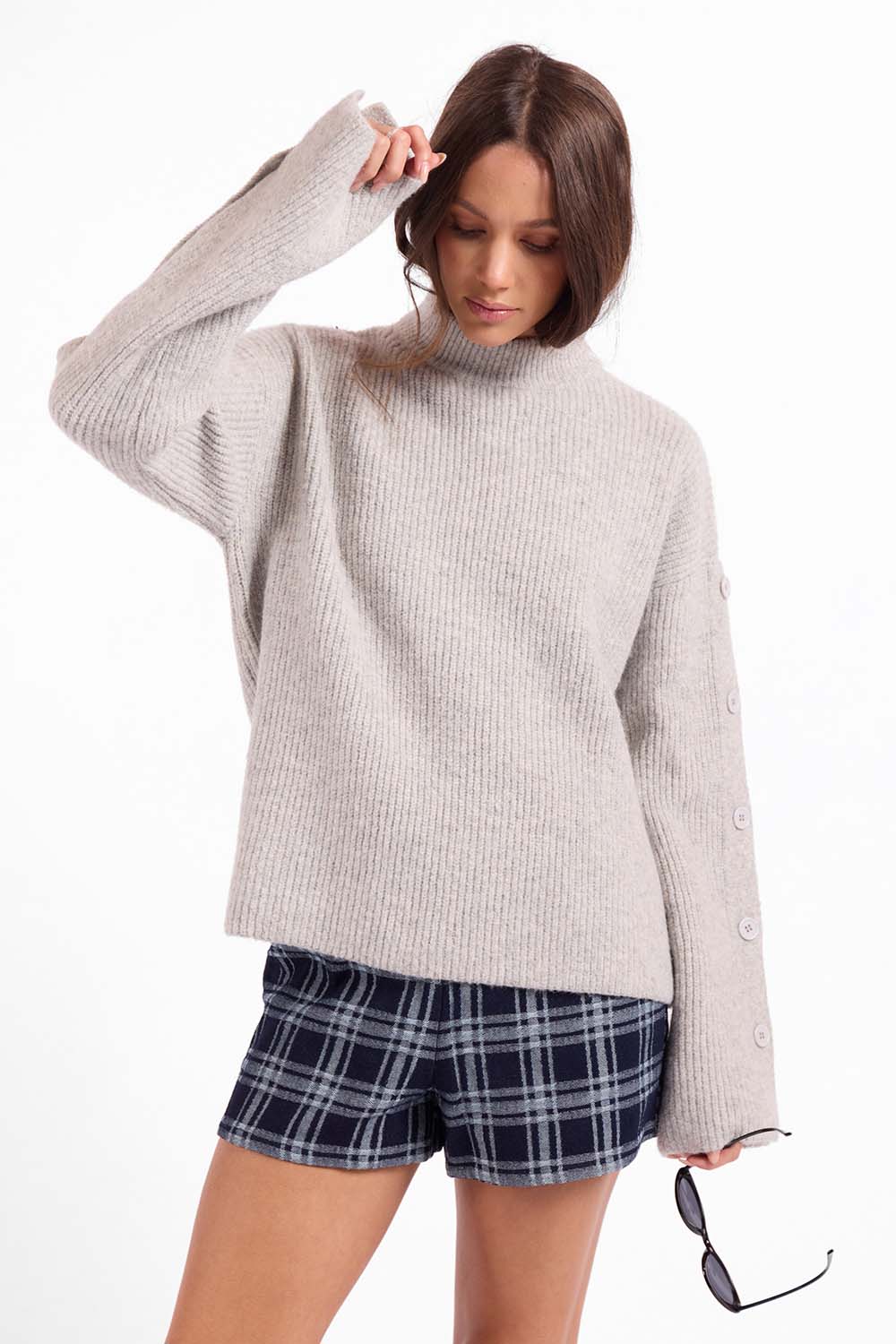 Sage the Label Athena Sweater in Fog — Front view