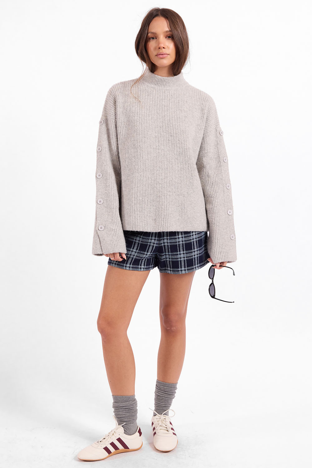 Sage the Label Athena Sweater in Fog — Full-body view