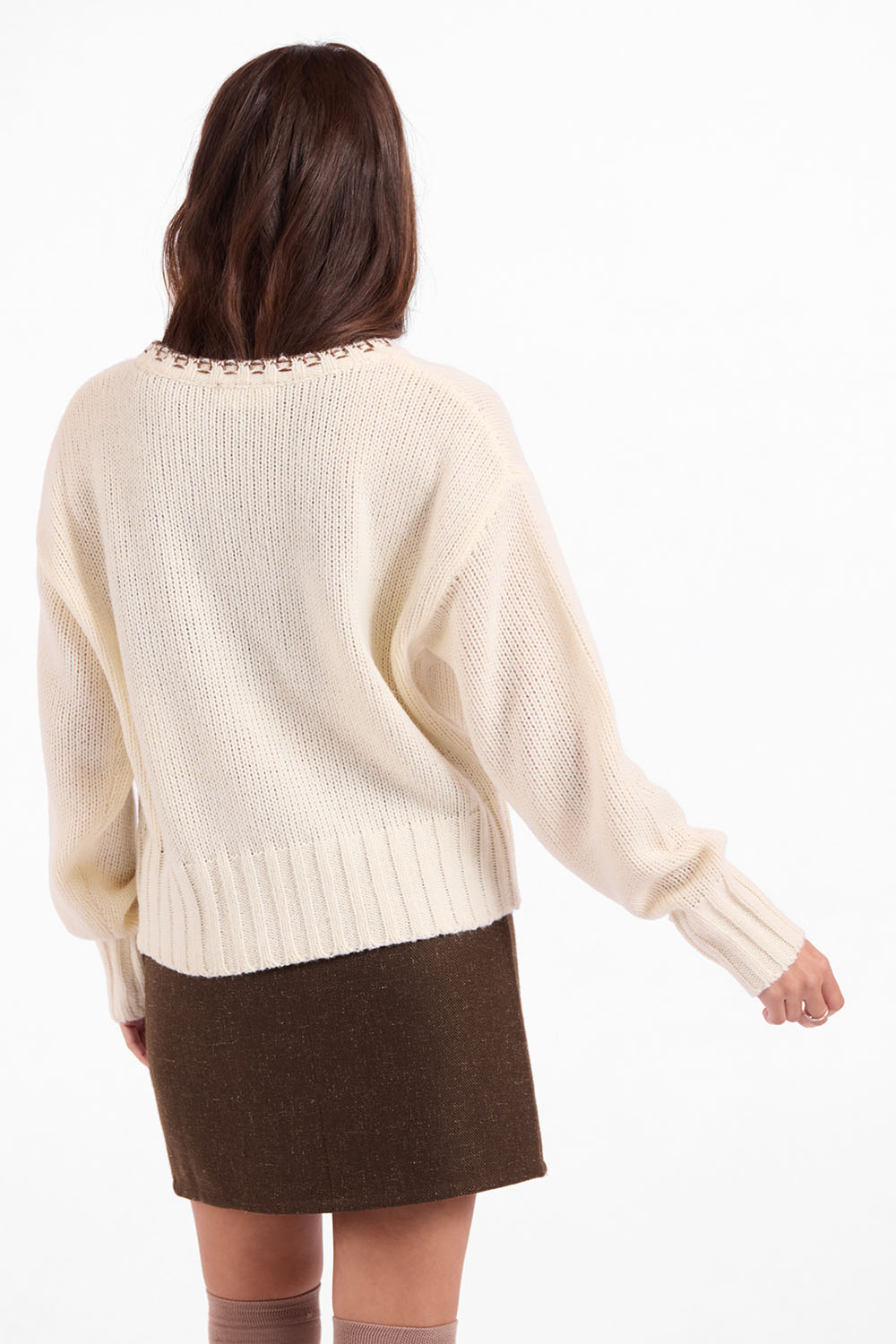 Sage the Label Bookshop Sweater in Cream Oak — Back view