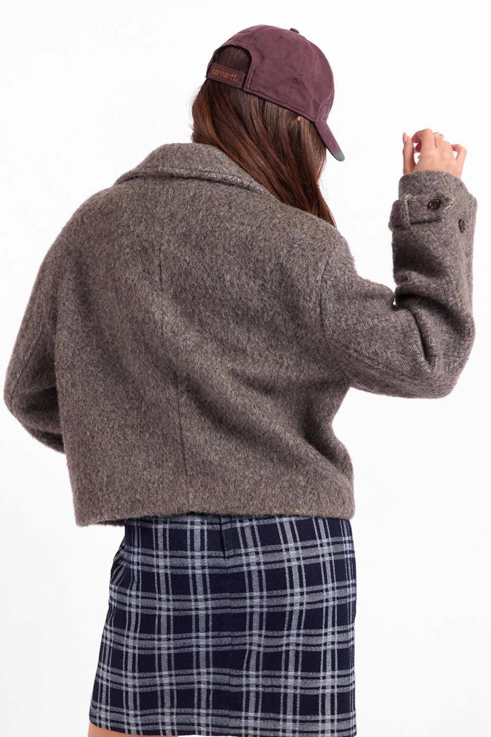 Sage the Label Boston Oversized Collar Jacket in Charcoal — Back view