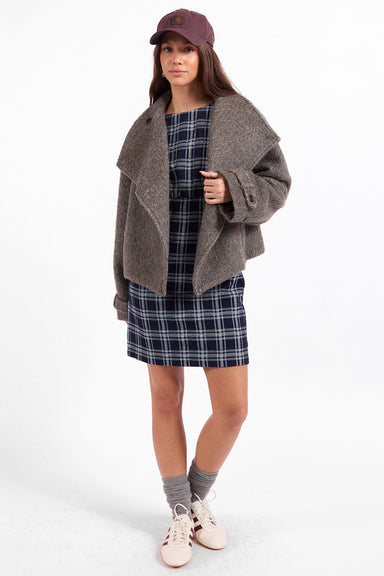 Sage the Label Boston Oversized Collar Jacket in Charcoal — Full-body view