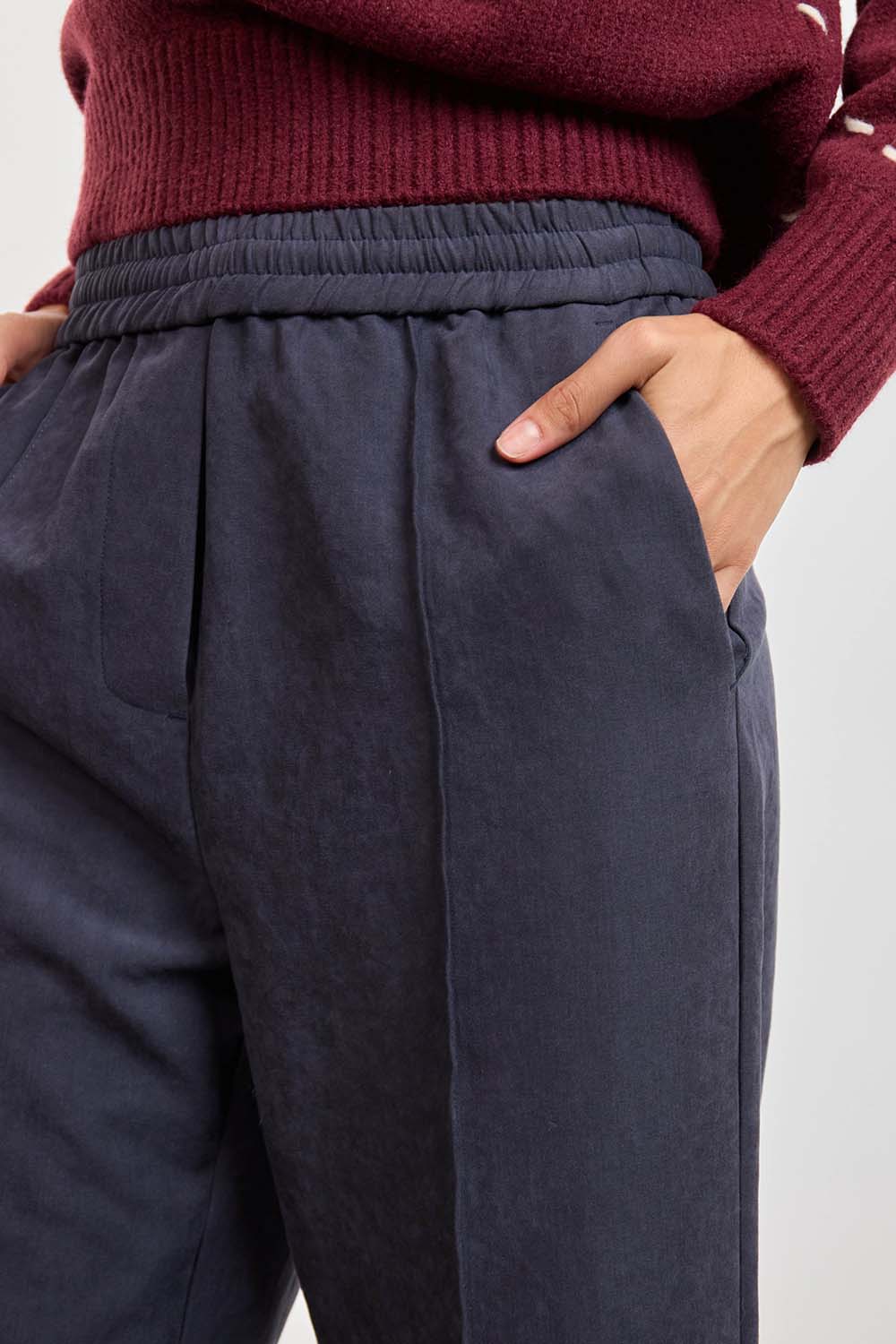 Sage the Label Bowie Trouser in Slate — Pocket detail view