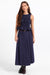 Sage the Label Central Park Ruched Tank in Navy — Full-body view